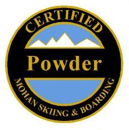 Certified Powder Personal Achievement Award Pin.  Links seven or more medium radius fluid turns in over boot-top snow with moderately quick, consistent speed.